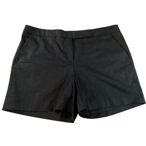 Apostrophe Fiona Shorts Women's Size 14 Black‎ Flat Front Pockets Cotton Casual